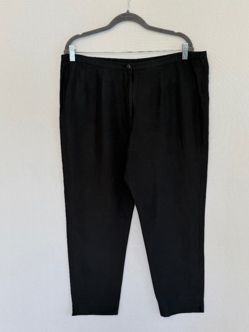 A.K.A. EDDIE BAUER Women’s Large Black Silk Linen Slim Silhouette Ankle Pants